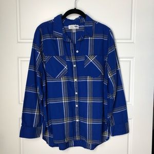 OLD NAVY blue plaid flannel top